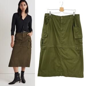 Madewell Cargo Convertible Midi Skirt (Re)generative Chino Green Size XL
